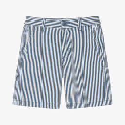 Il Gufo-Boys Blue Stripe Cotton Shorts | Childrensalon Outlet