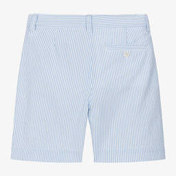 Il Gufo-Boys Blue Striped Seersucker Shorts | Childrensalon Outlet