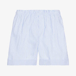 Il Gufo-Boys Blue & White Striped Cotton Shorts | Childrensalon Outlet