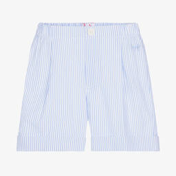 Il Gufo-Boys Blue & White Striped Cotton Shorts | Childrensalon Outlet