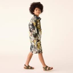 Il Gufo-Boys Cotton Camouflage Green Shorts | Childrensalon Outlet