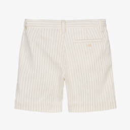 Il Gufo-Boys Cream Striped Cotton Shorts | Childrensalon Outlet