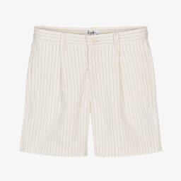 Il Gufo-Boys Cream Striped Cotton Shorts | Childrensalon Outlet