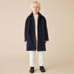 Il Gufo-Boys Felted Navy Overcoat | Childrensalon Outlet