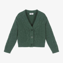 Il Gufo-Boys Green Cable Knit Cardigan | Childrensalon Outlet