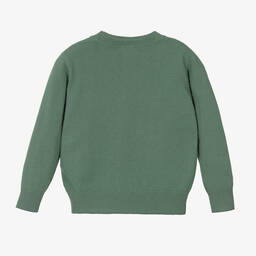 Il Gufo-بلوفر صوف مارينو محبوك لون أخضر للأولاد | Childrensalon Outlet