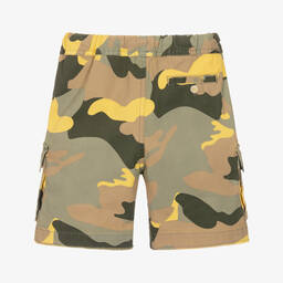 Il Gufo-Boys Green & Yellow Camouflage Shorts | Childrensalon Outlet