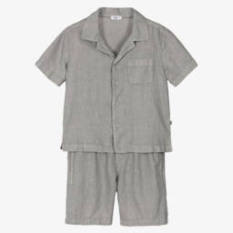 Il Gufo-Boys Grey Linen Ensemble | Childrensalon Outlet