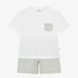 Il Gufo-Серый и белый хлопковый ансамбль для мальчиков | Childrensalon Outlet