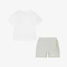 Il Gufo-Серый и белый хлопковый ансамбль для мальчиков | Childrensalon Outlet