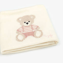 Il Gufo-Boys Ivory & Pink Knit Bear Blanket | Childrensalon Outlet
