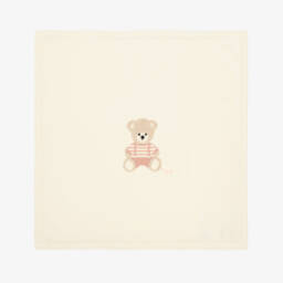 Il Gufo-Boys Ivory & Pink Knit Bear Blanket | Childrensalon Outlet