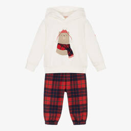 Il Gufo-Boys Ivory & Red Checked Tracksuit | Childrensalon Outlet