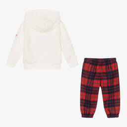 Il Gufo-Boys Ivory & Red Checked Tracksuit | Childrensalon Outlet