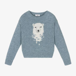 Il Gufo-Boys Light Blue Bear Jumper | Childrensalon Outlet