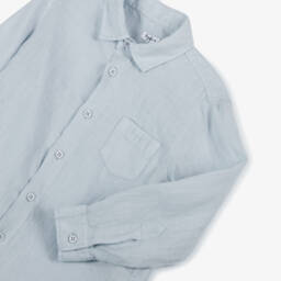 Il Gufo-Льняная рубашка светло-голубого цвета для мальчиков | Childrensalon Outlet