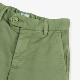 Il Gufo-Boys Lightweight Green Twill Shorts | Childrensalon Outlet