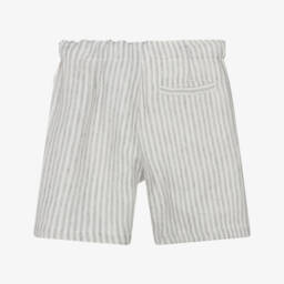 Il Gufo-Boys Linen Shorts in Ivory & Grey Stripes | Childrensalon Outlet