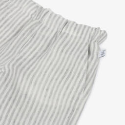 Il Gufo-Boys Linen Shorts in Ivory & Grey Stripes | Childrensalon Outlet