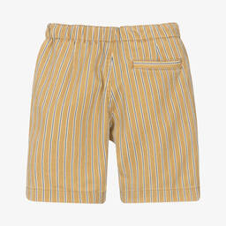 Il Gufo-Boys Mustard Yellow Striped Cotton Shorts | Childrensalon Outlet