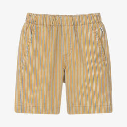 Il Gufo-Boys Mustard Yellow Striped Cotton Shorts | Childrensalon Outlet