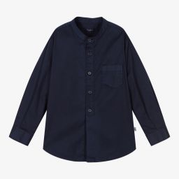 Il Gufo-Boys Navy Blue Cotton Shirt | Childrensalon Outlet