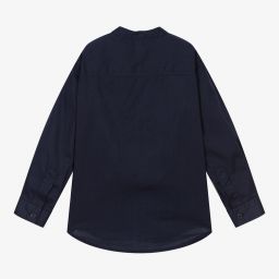 Il Gufo-Boys Navy Blue Cotton Shirt | Childrensalon Outlet