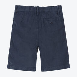 Il Gufo-Boys Navy Blue Linen Shorts | Childrensalon Outlet