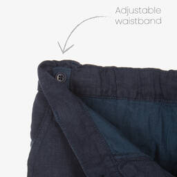 Il Gufo-Boys Navy Blue Linen Shorts | Childrensalon Outlet