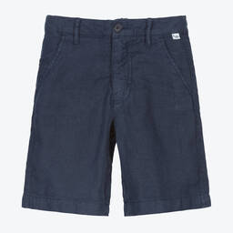 Il Gufo-Boys Navy Blue Linen Shorts | Childrensalon Outlet