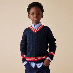 Il Gufo-Boys Navy Organic Cotton Jumper | Childrensalon Outlet