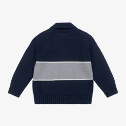 Il Gufo-كارديغان قطن عضوي لون كحلي للأولاد | Childrensalon Outlet