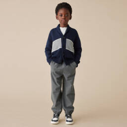 Il Gufo-كارديغان قطن عضوي لون كحلي للأولاد | Childrensalon Outlet