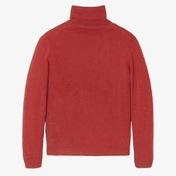 Il Gufo-بلوفر بياقة عالية صوف مارينو محبوك لون أحمر | Childrensalon Outlet