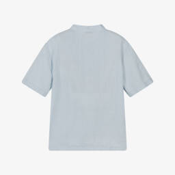 Il Gufo-قميص أولاد من الكتان السماوي بأزرار | Childrensalon Outlet