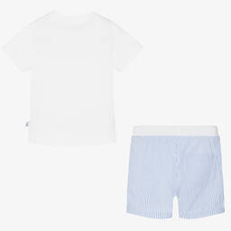 Il Gufo-Белая футболка и шорты в голубую полоску | Childrensalon Outlet