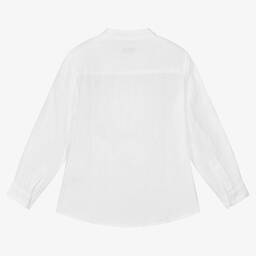 Il Gufo-Boys White Collarless Linen Shirt | Childrensalon Outlet