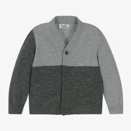 Il Gufo-Boys Wool Grey Block Cardigan | Childrensalon Outlet