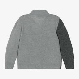 Il Gufo-Boys Wool Grey Block Cardigan | Childrensalon Outlet