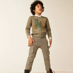Il Gufo-Brown Check Cargo Trousers | Childrensalon Outlet