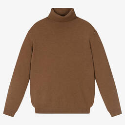 Il Gufo-Brown Wool Roll Neck Sweater | Childrensalon Outlet
