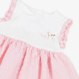 Il Gufo-Chic Pink & White Cotton Frock | Childrensalon Outlet