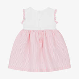 Il Gufo-Chic Pink & White Cotton Frock | Childrensalon Outlet