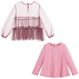 Il Gufo-بلوز تول وتوب قطن لون بنفسجي - قطعتين | Childrensalon Outlet