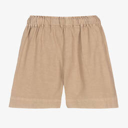 Il Gufo-شورت مزيج قطن وكتان لون بيج للبنات | Childrensalon Outlet