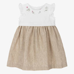Il Gufo-Girls Beige Linen Dress | Childrensalon Outlet