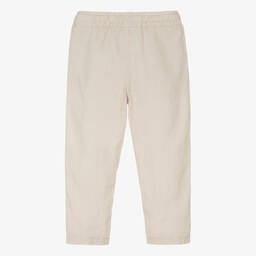Il Gufo-Girls Beige Linen Tapered Trousers | Childrensalon Outlet