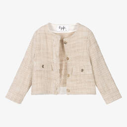 Il Gufo-Girls Beige Tweed Jacket | Childrensalon Outlet