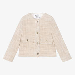 Il Gufo-Girls Beige Tweed Jacket | Childrensalon Outlet