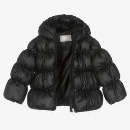 Il Gufo-جاكيت بافر مبطن بريش لون أسود للبنات | Childrensalon Outlet